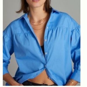 Maeve blue poplin cotton button-down.